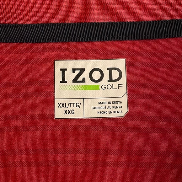 Izod stripe long sleeve golf shirt in red stripe - Picture 6 of 7